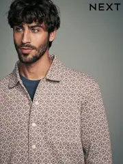 Natural Floral Quilted Tapestry Shacket (E23475) | $100