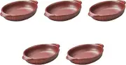 Set of 5, Iron Red Boat Gratin [9.2 x 5.8 x 1.7 inches (23.4 x 14.8 x 4.2 cm) | Au Gratin Dish, Ceramic, Direct Fire, Setomonohonpo