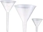 Plastic Funnel Set, 3 Pcs Lab PP Funnels, 100mm x 1, 75mm x 1, 50mm x 1 (Pack of 3)