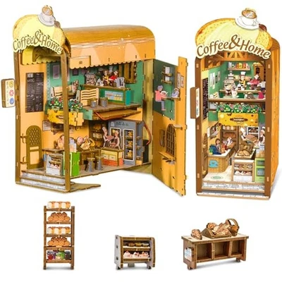 Book Nook Kit - 3D Wooden Puzzles DIY Miniature House Kit with Led Light,