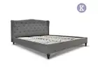 King Fabric Bed Frame with Headboard Grey