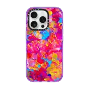 iPhone 16 Pro Impact Case FLORAL FANTASY - Bold Abstract Flowers Acrylic Textural Painting Neon Hot Pink Turquoise Garden Bouquet Girlie Sweet Lovely Feminine Art Painting