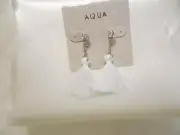 Aqua Silver Tone 2" Crystal White Tassel Stud Drop Earrings Y403 $22