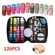 126pc Home Travel Sewing Kit Thread Threader Needle Tape Measure Scissor Thimble