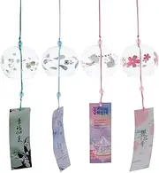 Happyyami 4pcs Japanese Wind Chime Glass Wind Bells Crystal Car Wind Chime Window Sun Catcher Glass Windchime Small Wind Bells Handmade Glass Japanese Style Pendant for Birthday Gift