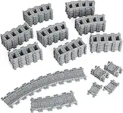 Classic City Train Tracks, 72 Pieces Railroad Tracks with 24 Flexible Tracks, 24 Curved Tracks and 24 Straight Tracks, Train Expansion Accessories Compatible with All Major Brands Track