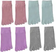 HAPINARY 4 Pairs Thin Socks Women No Show Five Finger Socks Toes Separate Socks Supple Socks Cotton