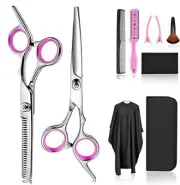 Professinal Hair Cutting Scissors Kit Barbers Hairdressing Set Comb Cape