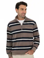 Mens Long Sleeve Brown 1/4 Zip Top