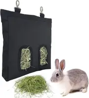 Rabbit Hay Feeder Bag, 2 Holes Hanging Hay Feeder Guinea Pig Hay Bag for Rabb...
