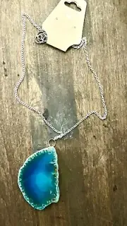 Absolutely Gorgeous Blue Agate Necklace Artisan Crafted One Of aKind