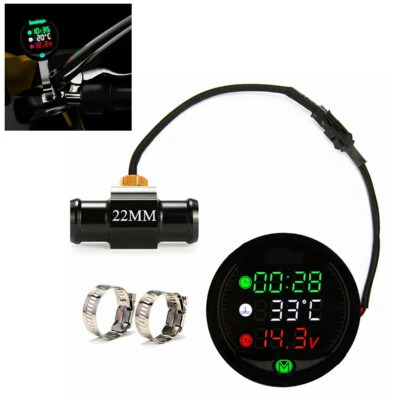 Motorcycle Thermometer Water Temperature Gauge Digital Display Sensor Adapter