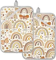 Pot Holders for Kitchen Rainbow Cute Orange Minimalist Lovely Potholders for Kitchens with Pocket Hot Pan Holders Oven Mitts 2 Pack