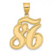 14k Yellow Gold Brushed Border Script Number 86 Pendant