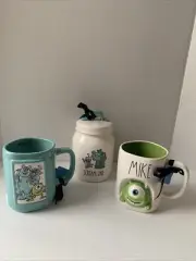 Rae Dunn Monsters Inc Pixar Canister Scream Jar Double Sided Mug Sully Boo Mike