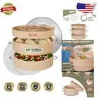 12-Inch Bamboo Steamer Set with Reusable Silicone Liner & Durable Design