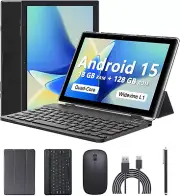 Android 15 Tablet 10 Inch, 18GB RAM+128GB ROM/2TB Expandable, 2 in 1 Tablets wit