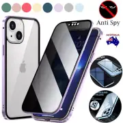 Fr iPhone 16 15 14 Pro Max Case Anti-Spy Full Body Magnetic Tempered Glass Cover