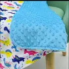 Colourful Dinosaurs Plush Textured Minky Dot Kids Minkee Blanket 70x100cm AUS