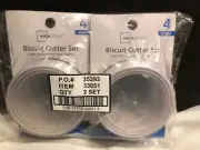 2 MAINSTAYS NEW DOUBLE SIDED BISCUIT CUTTER SETS 4 PIECES EACH