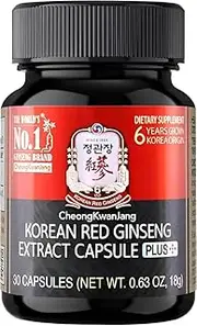 Korean Red Ginseng Extract Capsule, Vegan Friendly (30 Capsules)