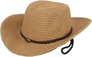 [TINAYAUE] Men's Cowboy Hat Wide Brim Foldable Straw Western Hats for Women Cowgirl Hat Summer Beach Hat UV-Proof Sun Hats