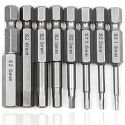 8 Pcs Magnetic Screwdriver Drill Bit Set H1.5-H8 Inner Hexagon Head Allen Wrench Bits with 1/4 Inch Hex Shank, 50mm Length