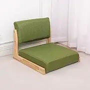 mwpqbd Tatami Chair Japanese Solid Wood Bay Window Chair Bed Chair no Legs Chair backrest Stool 0212(Cotton Hemp Fabric Grass Green + Wood Chair