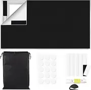 100% Blackout Curtains 200x150 CM Portable No Drill Window Shades for Bedroom, Nursery, RV, Dorm Room, Travel, Temporary Blackout Blinds with Stickers & Tabs, Reusable- DIY Window Cover (Black)