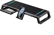 Computer Monitor Stand for Desk, USB 2.0 Monitor Stand, RGB Monitor Stand with Storage Drawer, Phone & Tablet Holder, Foldable Adjustable Monitor Stand Riser, For Laptop, Computer, Printer