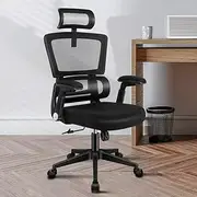 ALFORDSON Mesh Office Chair Swivel Computer Chair with Tilt & Height Adjustment, Ergonomic Executive Office Chair with Built-in Lumbar Support Headrest and Tall Back, Mesh Fabric Racing Chair Black