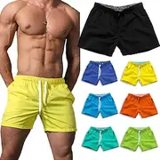 Men's Board Shorts Swim Shorts Swim Trunks Elastic Waist Elastic Drawstring Design Straight Leg Solid Colored Quick Dry Outdoor Short Daily Going out Beach Str