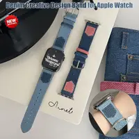 在飛比找蝦皮商城優惠-牛仔手鍊錶帶錶帶兼容 Apple Watch Ultra 4