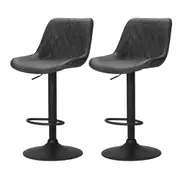 Set of 2 Bar Stools Kitchen Stool Chairs Metal Barstool Dining Chair Black