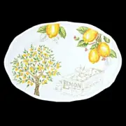 Maxcera Lemon Tree Sketch 14 inch Scalloped Oval Serving Platter Plate