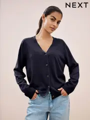 Navy Blue Soft Touch Button Up Knitted Cardigan (429122) | $38