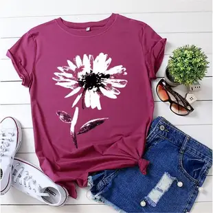 純棉女T恤S-5XL CuteFlower Ladies tshirt Women Cotton T-shirt