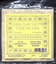 AIDA FLAX CLOTH TOILE LIN AIDA 14-COUNT 14-MAILLES - 12"X18" CROSS-STITCH FABRIC