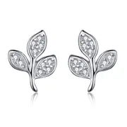 Silver plating Tree of Life Dazzling Tree Leaves Stud Earrings for Women Jewelry