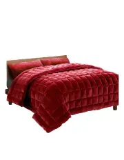 [Giselle Bedding] Faux Mink Winter Quilt Queen in Burgundy