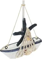 Luxshiny Wooden Sailboat Model Decor Nautical Theme Decoration for Bathroom Office and Living Room Multi Functional and Reliable Sailboat Figurine Bright Color Unique Retro Design for Home