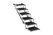Petzly Foldable Dog Ramps 6 Steps Adjustable Height Dog Stair Portable Aluminium