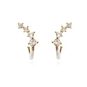 Culturesse Gabrielle Climber Earrings White 18k Gold Plating Austrian Zirconia