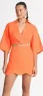 BNWT Sheike Ibiza fluro orange linen crop top & mini skirt set size 10-12