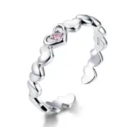 Sterling Silver Hearts Adjustable Hypoallergenic Ring