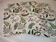 New! Woven Fabric Holiday Christmas Sprigs Kitchen Napkins Cotton Dining Napkins