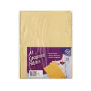 Yellow Document Files Folder Pack of 10 Fits Foolscap Office Home A4 355 x 241mm