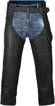 Motorcycle Leather Chaps for Men and Women, Black Motorcycle Chaps for Road Rash