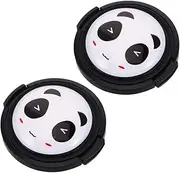 Angoily 2 Pcs 52mm Universal Camera Lens Covers Panda Pattern Lens Protectors Quick-Pinch Cap for DSLR Cameras