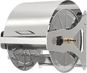 Wall Mounted Stainless Steel Water Pipe Frame Roller, Household Car Wash and Watering Water Gun Set with Cover, Water Pipe Storage Rack, Holds Up to 229ft 1/2 Inch, for Gardens